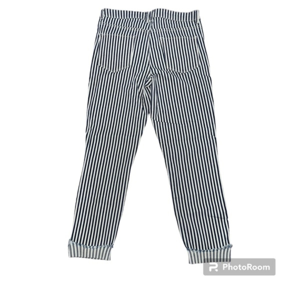 Altar’d state dark blue & white stripped jean cuffed cropped skinny jeans 9/29